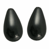Shell pearl, sort, glat dråbe, 14x8mm, 2 stk.