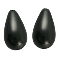 Shell pearl, sort, glat dråbe, 14x8mm, 2 stk.