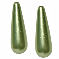 Shell pearl, grøn, dråbe, 18x6mm, 2 stk.