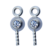 Stiftøskener med kugle/CZ, 925S, stift=0,8mm, 2 stk.