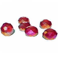 Bordeaux glasperler, facet linse, 12x8mm, 6 stk.