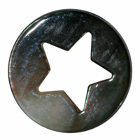 Perlemor mønt m. stjerne, grå-sort, Ø14mm, 1 stk.