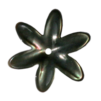 Perlemor, blomst, grå-sort, Ø10mm, 1 stk.