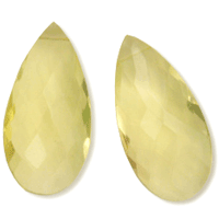 Lemonkvarts, facet, dråbe, 16x8mm, 1 par