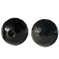 Sort onyx, rund, facet, Ø8mm, Hul=2mm, 4 stk.