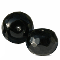 Sorte onyx linser, facet, 14x10mm, 4 stk.