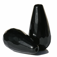 Sort onyx, facet dråbe, 20x10mm, par.