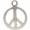Peace symbol med øje, sandblæst, 925S, Ø12mm, 1 stk.