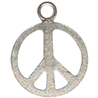 Peace symbol med øje, sandblæst, 925S, Ø12mm, 1 stk.