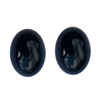 Cabochon, oval, sort onyx, 8x6mm, 2 stk.