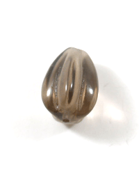 Røgkvarts, rillet dråbe, 14x10mm, 2 stk.