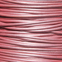 Lædersnor, metallic lyserød, Ø1.5mm, 1meter